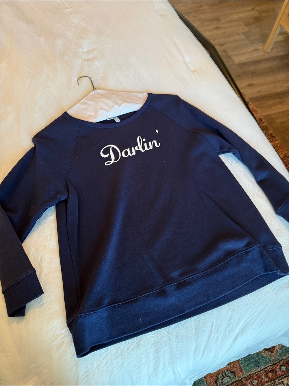 Draper James Navy "Darlin'" Crewneck Sweatshirt